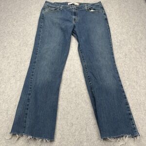 Levi's 518 Superlow Boot Cut Jeans Juniors 15 L (35x28) Blue Low Rise Raw Hem
